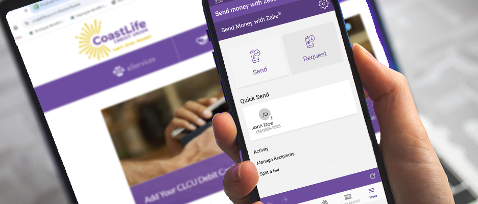 Send and receive money with Zelle on your CLCU mobile app. promo image